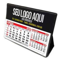 Calendário de Mesa 2026 PVC Personalizado Frente e Verso