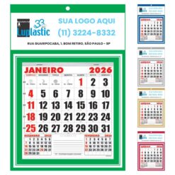 Calendário de Parede 2026 Personalizado Folhinha Comercial 26x18 cm
