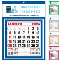 Calendário de Parede 2026 Personalizado Folhinha Comercial 27x37 cm